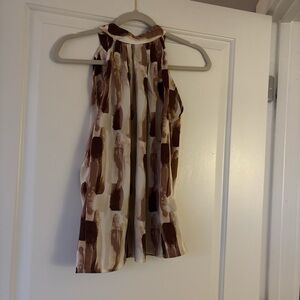 SHEIN Brown and Cream Halter Blouse